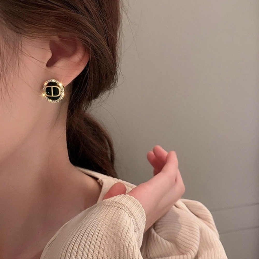 UHAVIT Fashion Shining Diamond Letters New Women's Alloy Ear Studs